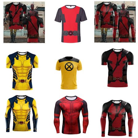 Gos- Hero Character Wolverine Deadpool Coswear Athletic Fitness Suit Tight Long Sleeve T-Shirt