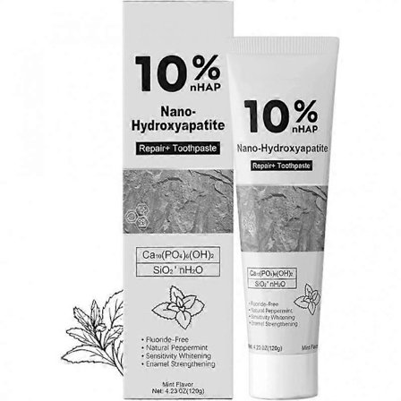 10% nHAP Nano Hydroxyapatite Tandpasta til følsomme tænder - Avanceret emaljereparation Fluoridfri og tandblegningsformel, frisk