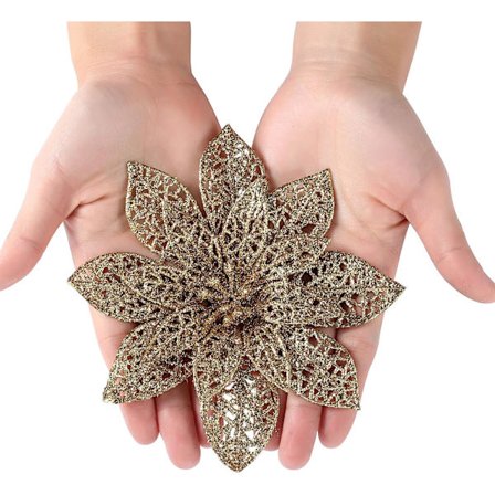 10 stk 15 cm kunstige julestjerner i champagnefarge