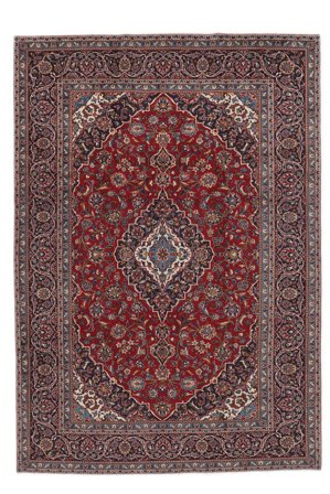 Tapete Kashan 244X348 Preto/Vermelho Escuro (Lã, Pérsia/Irão)