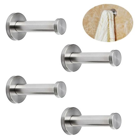 Cylindrisk vægkrog i rustfrit stål, 15 stk. vægmonterede badekåbekroge enkelt holder til stuefrakke (7,6 cm)