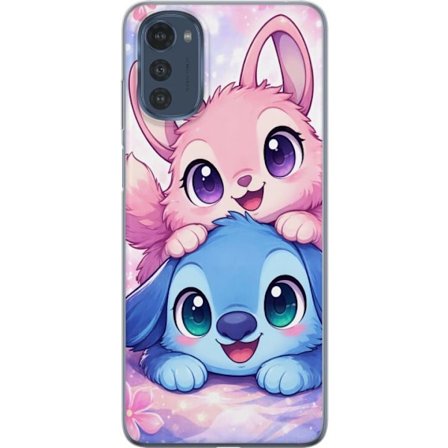 Kompatibel Mobilcover til Motorola Motorola Moto E32s Sød kawaii illustration med pink og blå fantasidyr, store øjne og bløde farver perfekt til b