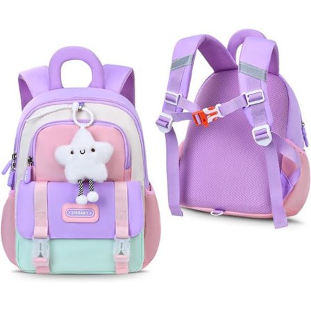 Skolesekk - Ryggsekk - Jenteryggsekk - Lyseblå barneryggsekk - 28×22×12 cm - Nylon/polyester-materiale