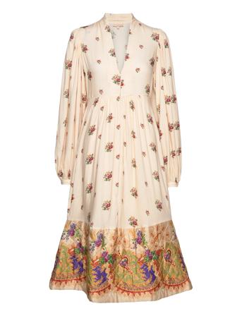 Vintage V-Neck Dress Knälång Klänning Multi/mönstrad By Ti Mo