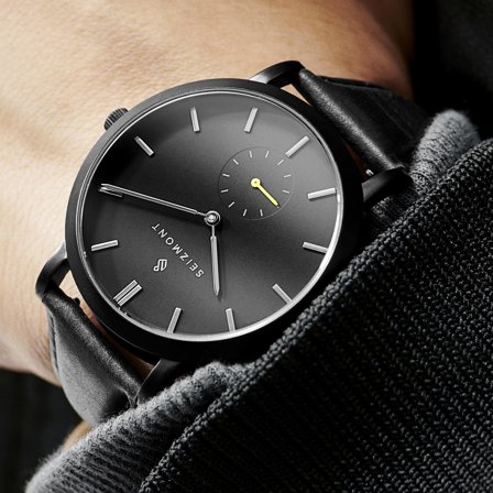 Montre minimaliste Aether Ivano noire et jaune pour hommes - Montres bracelet - pour Hommes - Seizmont