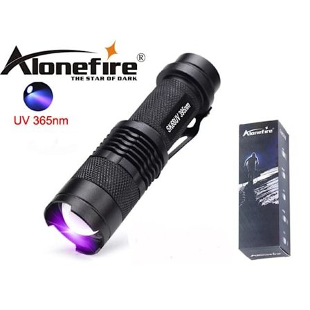 Led UV 365nm ficklampa 3W XP-E Q5 led + Zoom