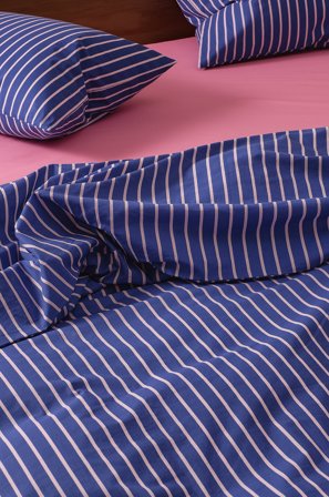 Jotex - Dynetrekk Økologisk Koboltblå/rosa - SIMA - Kjøp Sengesett hos Jotex