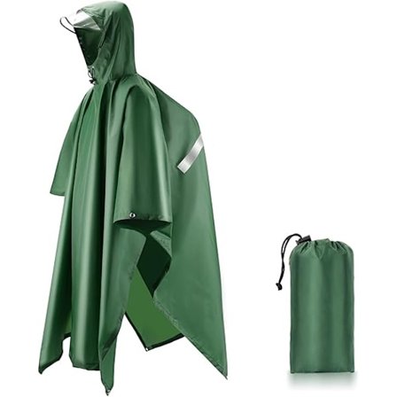 Vanntett Regnponcho, Lett Gjenbrukbar Vanntett Regnfrakk med Bæreveske, 3 i 1 Multifunksjonelt Regnbeskyttelse