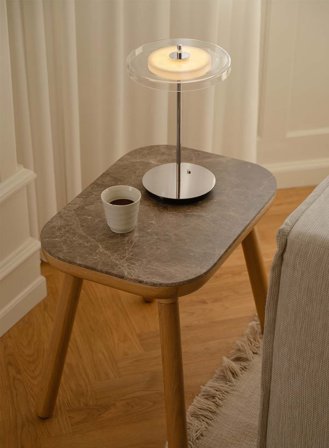 Asteria Move oppladbar bordlampe glass - krom