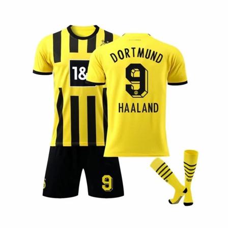 Borussia Dortmundin kotipaita 2022/23 Haaland No.9 Jalkapallopaita 3-osainen sarja lapsille ja aikuisille 22(130-135CM)