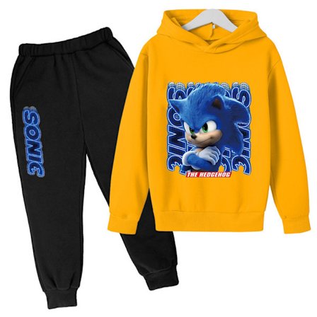 (AZC) Barn og tenåringer Sonic The Hedgehog Hoodie & Bukser gul