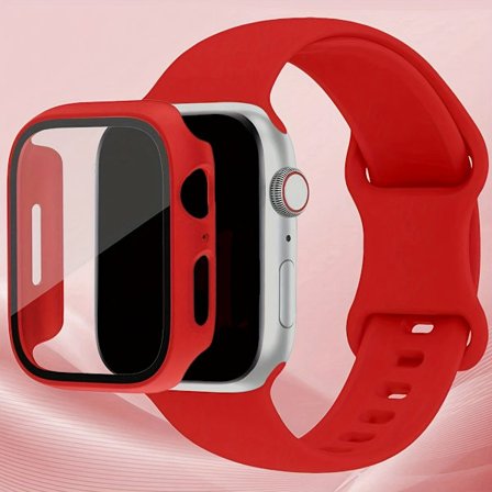 2 st för Apple Watch Skal & Armband Set - Ultratunt Härdat Glas Skärmskydd, Justerbart Bekvämt Armband, Kompatibelt med för Apple W