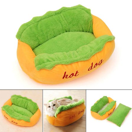 Bedårande Hot Dog Shape Pet Kennel Tvättbar Varm Puppy Kitty Nest Pet Supplies