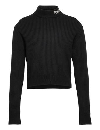 Tjw Dg Comfy Rib Turtle Neck T-shirts Turtleneck Svart Tommy Hilfiger