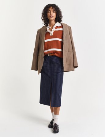 GANT Pinstripe Midi Skirt - Navy - 42