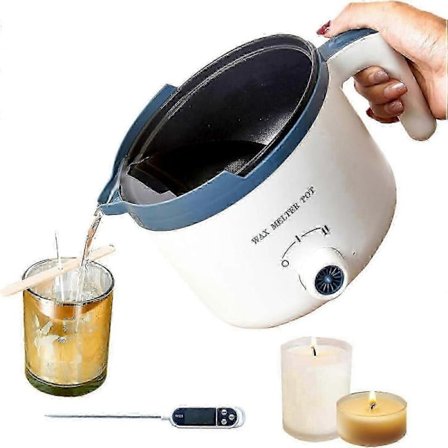 Elektrisk Vaxsmältare, Ljusvaxsmältare för Ljustillverkning med Lock, Dubbelpanna Vaxsmältningskärl med Hällpip 25-26