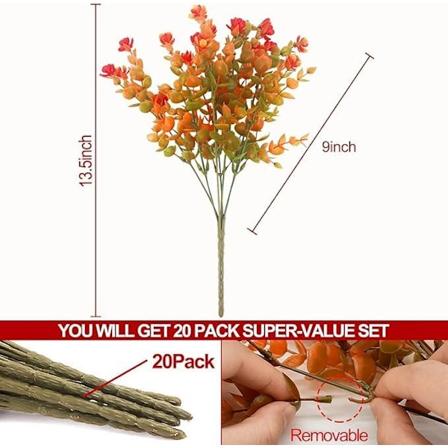 12 kimppua UV-kest vi keinotekoisia syyskukkia ulkok ytt n kiitosp iv n koristeluun (syksyinen oranssi) Fall Orange Flower