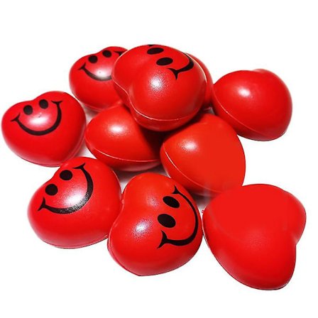Hjerteformede Smiley Stressbolde 12stk, Valentinsdagsgave