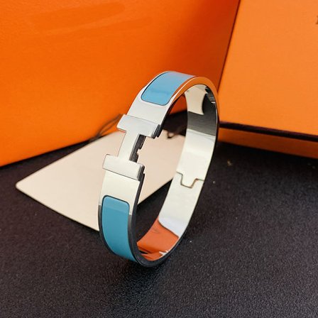[14Y] H-armbånd, 18K H alfabetlås for menn og kvinner, rustfritt stål pararmbånd, sølv og lyseblå