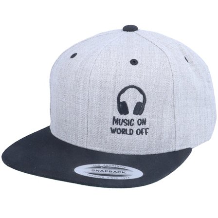 Iconic - Harmaa snapback Lippis - Music On World Off Heather Grey/Black Snapback @ Hatstore
