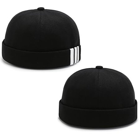 2 stk. herre docker hatt caps uten brem arbeider sjømannslue rullekant retro justerbar