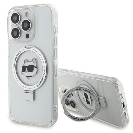 Karl Lagerfeld KLHMP15XHMRSCHH iPhone 15 Pro Max 6.7" White Hard Case Ring Stand Choupette MagSafe