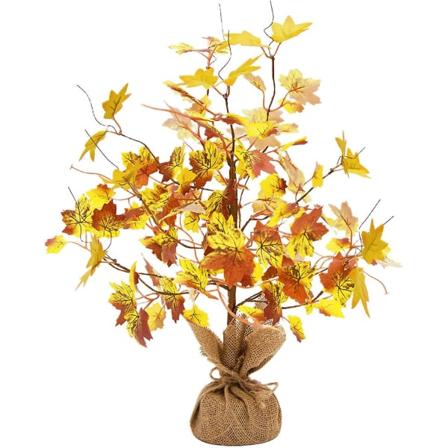 Thanksgiving Dekorationer Bordlamper, højde 17,7 tommer/45 cm Thanksgiving Lønblade Efterårs Træ Dekoration, Thanksgiving Gave, Batteridrevet Efterår 