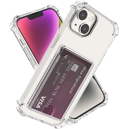 iPhone 14 Plus Transparent iPhone Skal med Korthållare