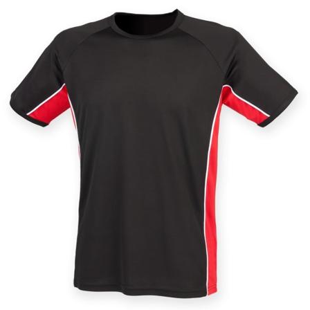 Finden & Hales Herre Kortærmet Performance Panel Sports T-shirt Sort/ Rød/ Hvid M zdq