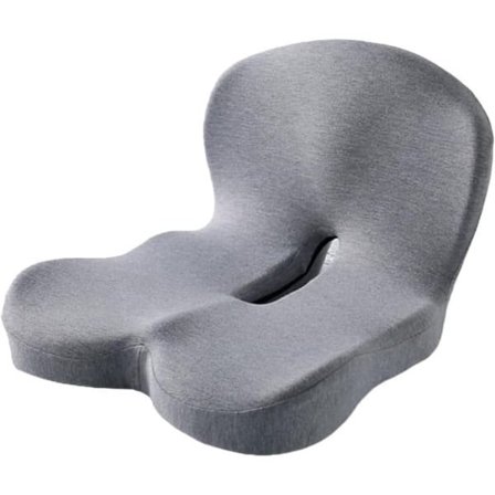 Ergonomic Memory Foam Seat Cushion - L-Shaped Chair Cushion with Lumbar Support & Tailbone Protection, for Office & Home Light Grey