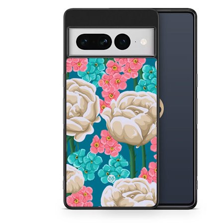 Bjornberry Skal Google Pixel 7 Pro - Sömlöst Vita Rosor