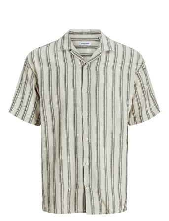 Jjeenzo Stripe Resort Shirt Ss Sn Cream Jack & J S