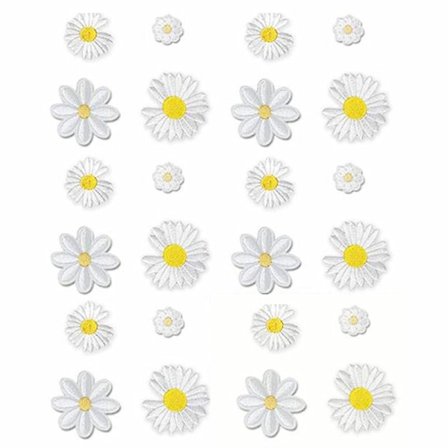 Dww-Patch stryge-på patch sy Daisy Flower Patches 24 kreative stykker Daisy Flower Sticker til delikat broderi