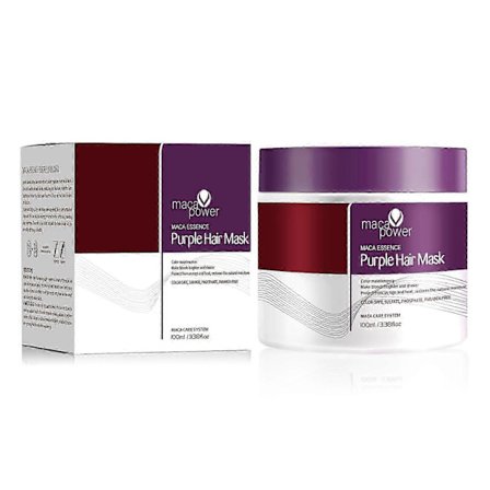 Maca Power Purple Hårmaske, Nærende Dypbalsam Profesjonell Nøytraliserer Messing- og Gultoner For Blondt Sølvgrått Highlightet Hår [HK]