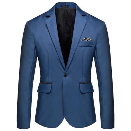 Allthemen Herre Business Casual Enknappsjakke med hakket revers i ensfarget Royal Blue L