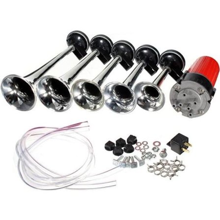 12V Krom Pneumatiskt Horn med Kompressor och Elektrisk Luftpump för Lastbilar, Bilar och Motorcyklar (Huvudbild)