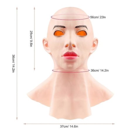 Realistisk kvinnelig latekshode Cosplay Drag Queen Halloween Kostyme Hodeplagg