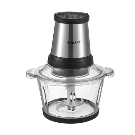 Sokany Grå 800W 2L Elektrisk Hakker med Dobbelt Hastighed og Rustfrie Knive