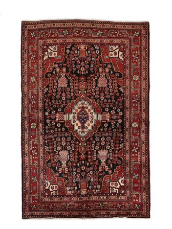 Hand Knotted Persian Hamadan Fine Rug 133X210 Black/Dark Red