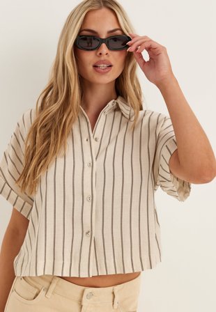 SELECTED - Slfviva Ss Striped Cropped Sunshirt