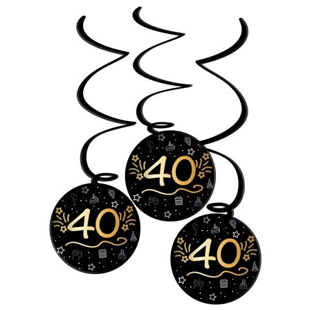 Hængende Dekorationer Sort 40 år 3-pak