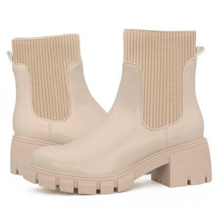 Dam Chelsea Boots Slip on Platform Ankle Boots Lug Sole Chunky Booties