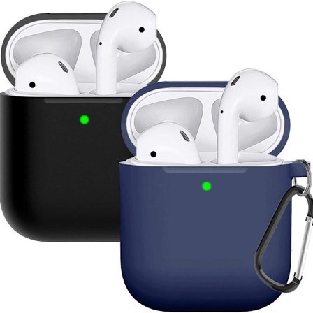 Airpods skal beskyttende etui er kompatibel med sort/navy blå