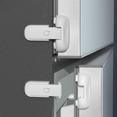 2 stycken (vita) barnsäkra kylskåpslås, barnsäker kylskåp