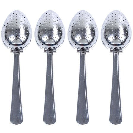 4X Rustfritt Stål Brygge Te Sil Spoon Løse Blad Sil Urter Krydder NY!