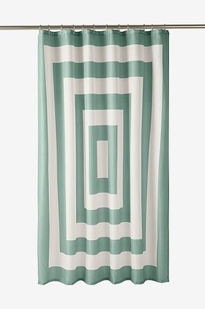 Jotex - Bruseforhæng Grågrøn/hvid - WILLIAM - Køb Badeforhæng hos Jotex