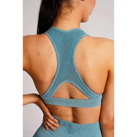 Himmelsblå Tränings topp bh med nät rygg