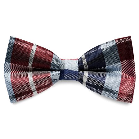 BLUE & BORDEAUX CHEQUERED Pattern Silk Pre-Tied Bow tie for Men - Pre-tied bow ties