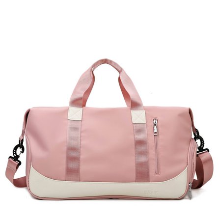Sports Gym Bag for Weekend Bag med skoskap, Transportveske Bagasjeveske (Lys Rosa)