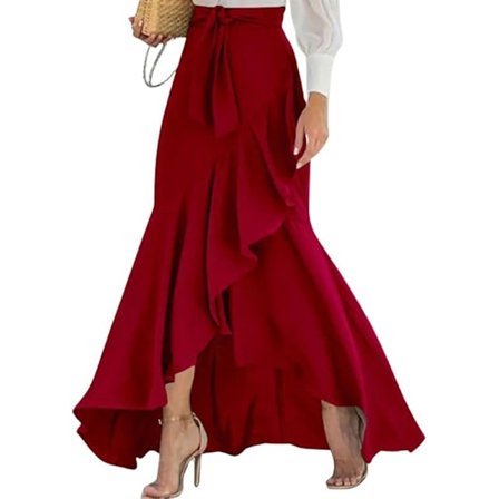 Uformell rutete maxiskjørt med havfruefasong for kvinner